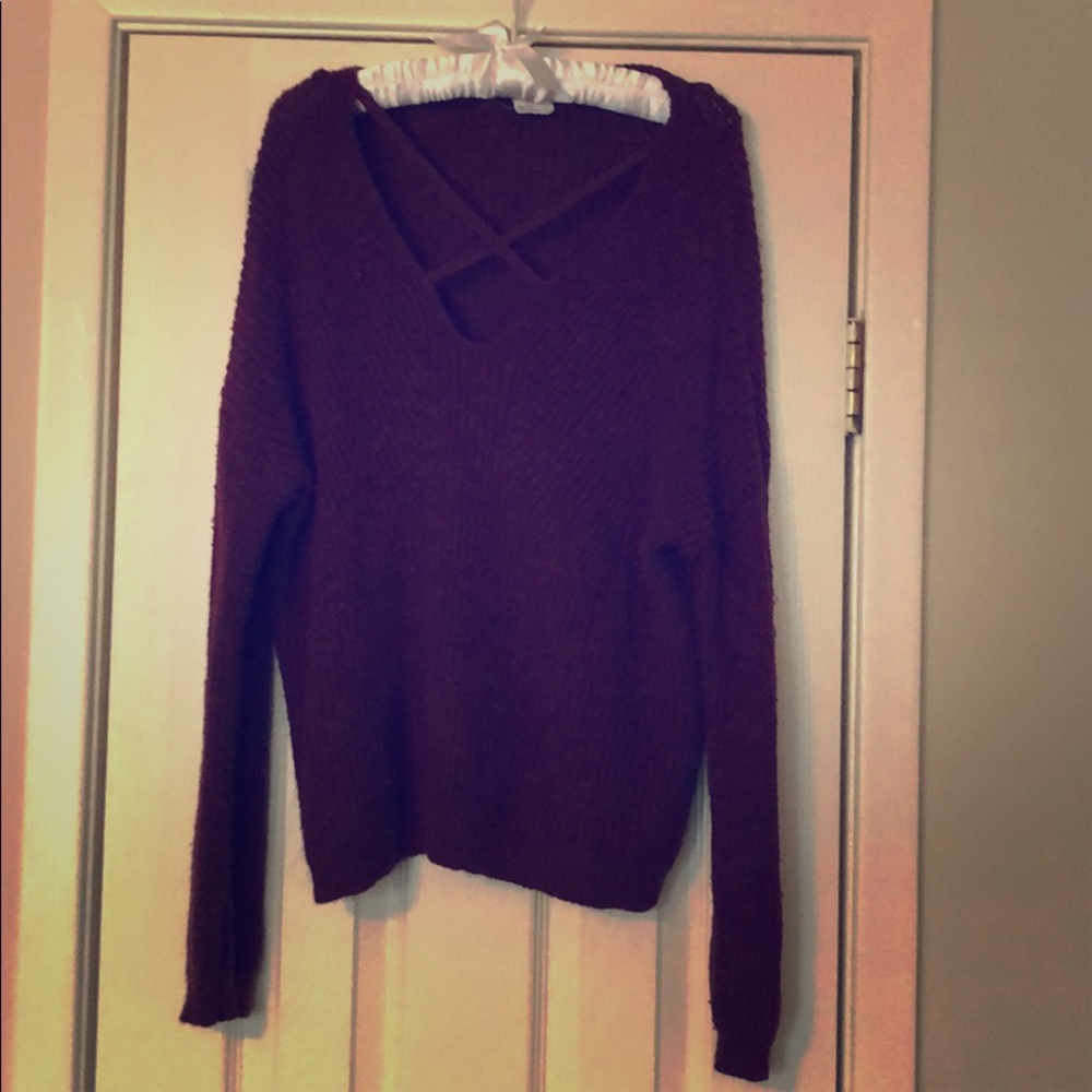 Long wine colored sweater